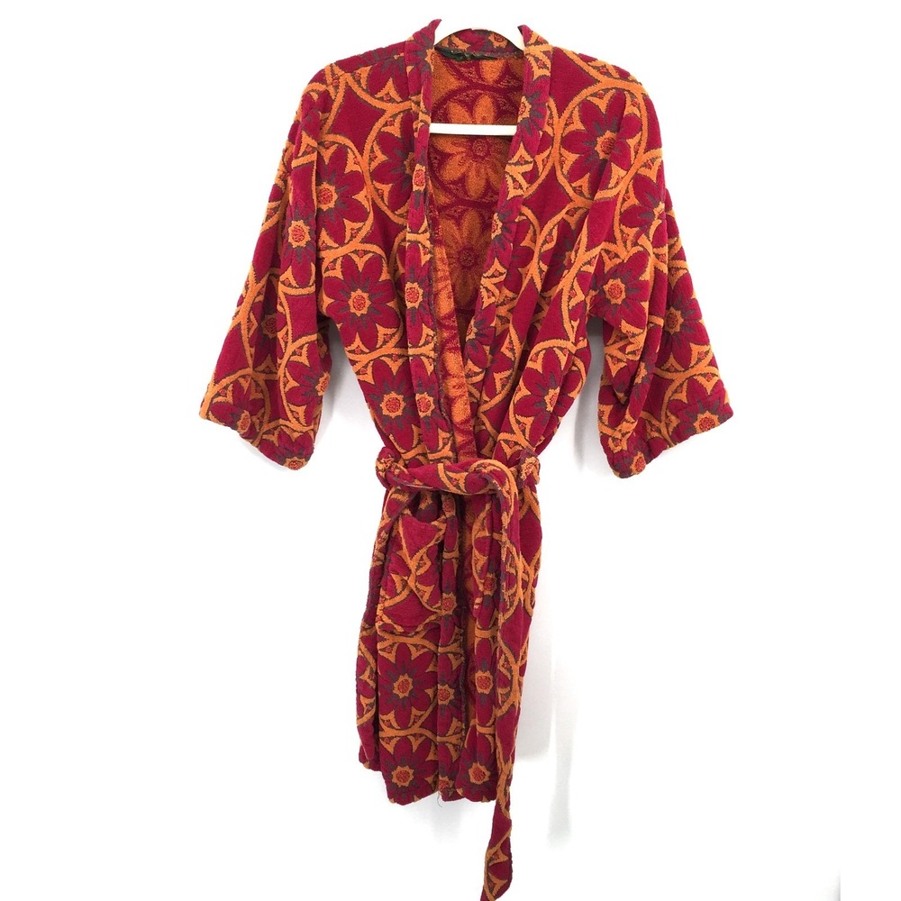 Vintage Caufeild robes of distinction 70s bohemian retro boho cotton terry robe